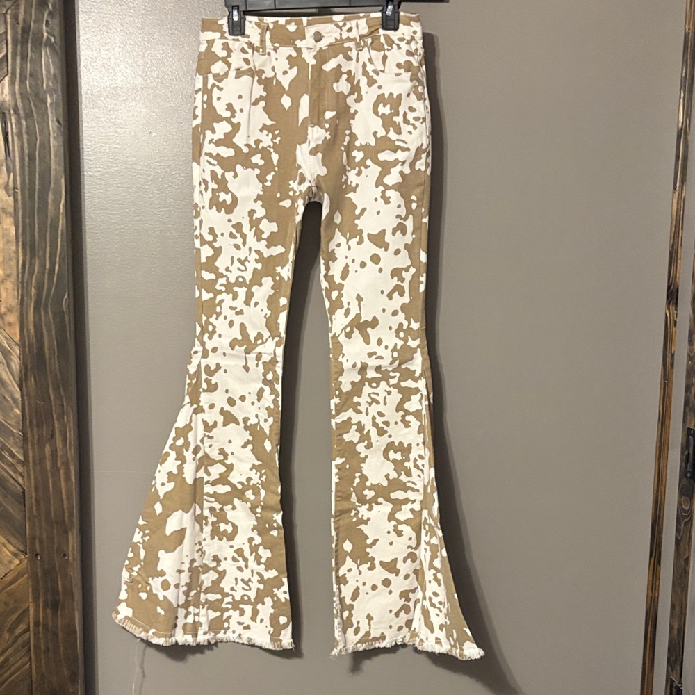 Stylish Brown and White Flare Jeans